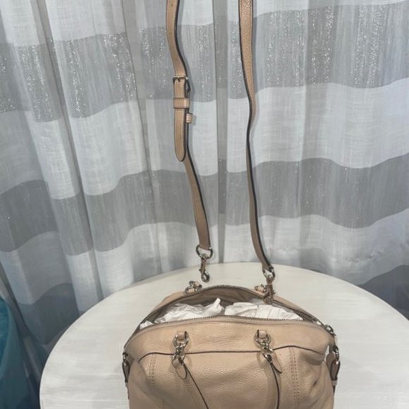 COACH Lenox Handbag In Taupe Pebbled Leather Satchel - Picture 7 of 7